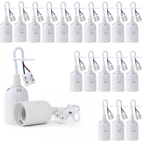 20 Pieces E27 Lamp Socket Bulb Holder with Phase Tester, Light Base Pendant Socket Construction Site Renovation Socket Replacement Socket Building Socket with Cable