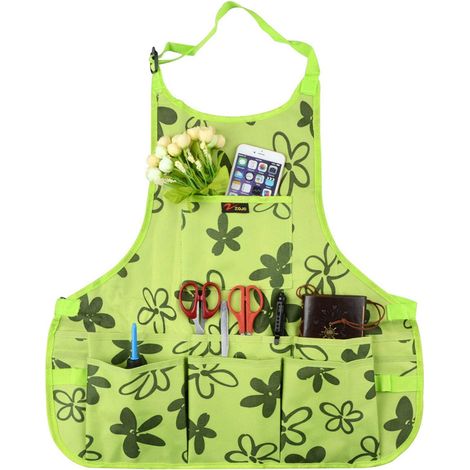 Tablier de Jardinage et Art Imperméable en Toile Oxford avec Bandes Magnétiques, Vert, Unitaire