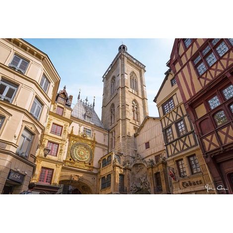 Tableau sur verre synthétique rue gros horloge de Rouen 65x97 cm - Impression sur Verre synthétique - Image HD  imprimée sur Verre synthétique - Tableau mural décoratif - Fabriqué en France (1/5)