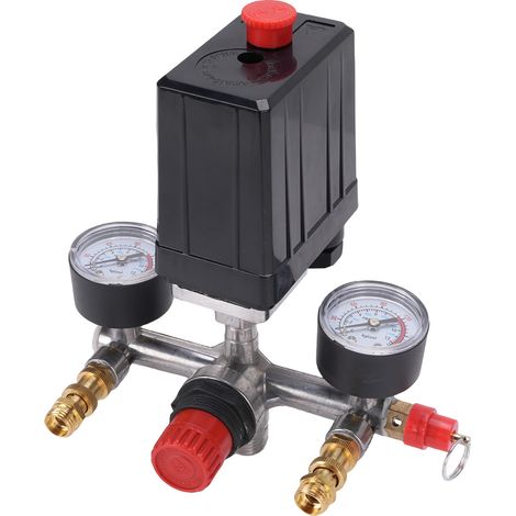Pressostato per compressore d'aria con manometro, 240V 15A, controllo preciso, lunga durata, per pressioni da 90 a 120 PSI. (1/5)