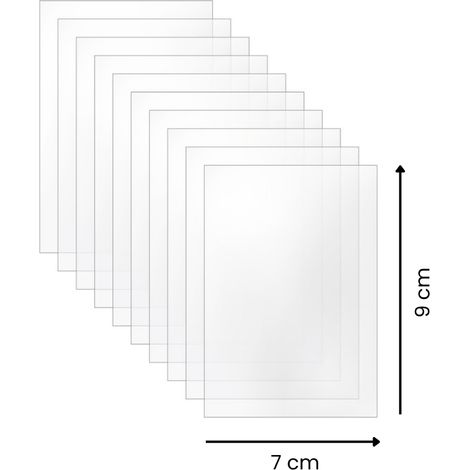 Lot 10 plaques verre acrylique transparent 1,5 mm - 7x9 cm (70x90 mm) - Cadre verre synthétique - Plaque PMMA XT - Plexiglass
