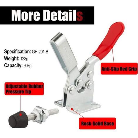 Sauterelle - GH-201-B - Charge Maximale 90 kg - Antidérapante - Serrage Rapide - Acier Galvanisé - 4 Pièces (1/5)