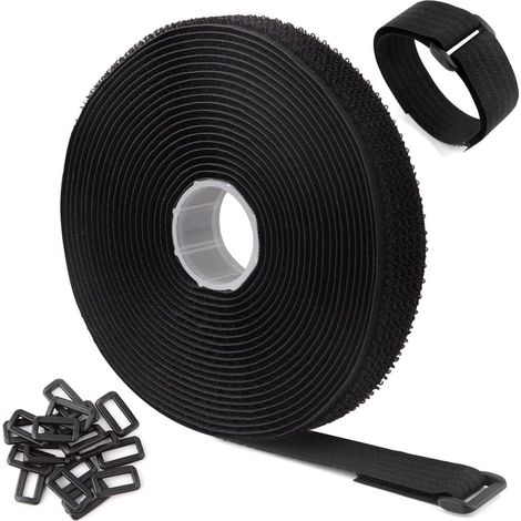 anthracite) Sangles/Attaches de Câble Réglables Noires de 5m Avec 25 Boucles et Sangle de Fixation à (1/5)