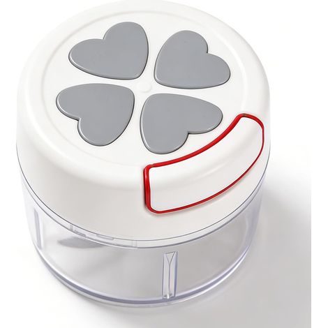 Robot culinaire manuel, hachoir à ail, hachoir à maïs effiloché, hachoir portable à oignons et gingembre avec lame en acier inoxydable 304 pour purées et aliments pour bébés. (Gris) (1/5)