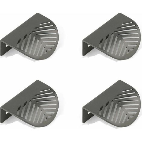 4 poignées de meuble en forme de feuille, alliage de zinc brossé noir, 60 mm, pour armoires et tiroirs de cuisine, salle de bain, salon (1/5)