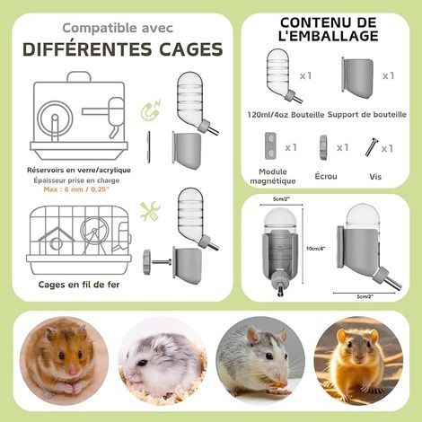 Hamster Water Bottle Glass Aquarium Bottle Holder Hamster Gerbil Mouse Rats Degus (1/4)