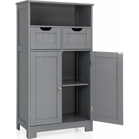 Mobile contenitore indipendente 60 x 30 x 109 cm con 2 cassetti regolabili e design moderno in MDF grigio 200019669