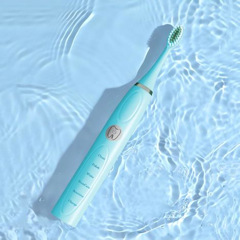 Brosse à dents électrique - avec 6 têtes de brosse, 5 modes (Rose)-AquaForge