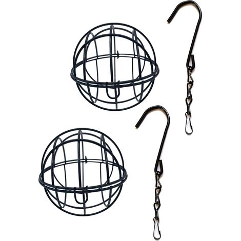 Support Pour Boules De Graisse - Mangeoire À Oiseaux En Métal Avec Crochet S - Pour Jardin Balcon Patio Extérieur - 2 Pièces