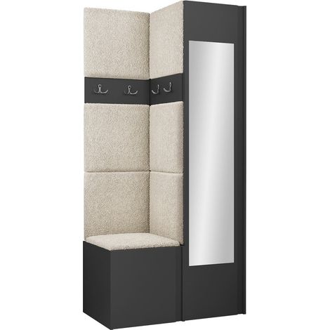 Conjunto para recibidor Pinis XXV, Abriamo 3, 186x82x46cm, Espejo, Aglomerado laminado, Tapiz, Colocada, Montada en la pared