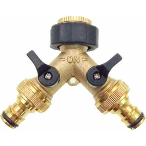 Laiton 2 Voies Tap Connector Adaptateur Double Tap Jardin Adaptateur Tap avec Individuelles Marche/arrêt Vannes pour Accueil Cuisine Jardin De Plein air (1/5)