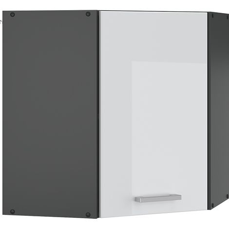 Mobile angolare da cucina R-Line, Bianco lucido, 57 cm, Vicco