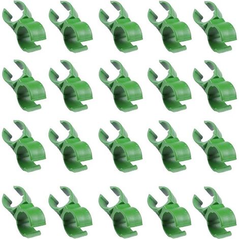 Confezione da 20 clip di supporto per piante naturali, regolabili, girevoli e universali per pali da giardino, ideali per pomodori, colore verde, spessore 11 mm. (1/5)