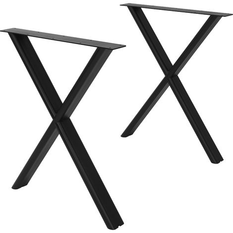 ML-Design Tischbeine Metall Schwarz 2er Set, Tischgestell Outdoor wetterfest, Tischfüße X-Form, Tischkufen aus Stahl, Schreibtischbeine Untergestell Möbelfüße für Esstisch Schreibtisch, 60x72 cm Flach (1/5)