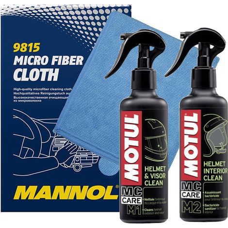 Motul M1 Reinigungsvisier + M2 Reinigungshelm + Mikrofaser-Set - Motorradgeschenk (1/4)