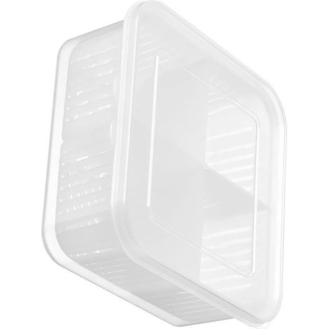 4-Compartment Fruit Draining Container with Lid and Removable Draining Basket for Storing Vegetables, Onions, Ginger, and Garlic (1/5)
