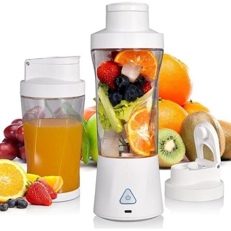 700 ML Blender portable, Mixeur portable pour smoothie, 22000 TR/min Puissant Mixeur Smoothie avec 6 Lames, Mini Mixeur avec Couvercle de Voyage pour Cuisine, Salle de Sport, Bureau (Blanc)