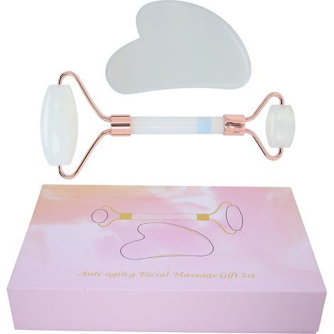 Set de rouleau facial cœur et pierre Gua Sha opale - Masseur visage portable beauté, forme cœur (1/5)