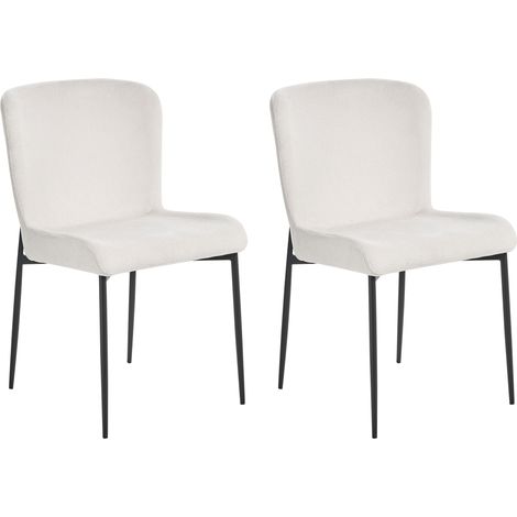 Conjunto de 2 sillas blanco crema negro poliéster patas de metal Ada (1/5)
