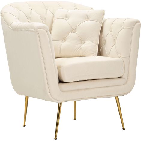 Sessel Turtuk, Sessel mit Kissen, Armlehnen, Farbverlauf Struktur Creme, 88x83x91h cm Weiß Creme