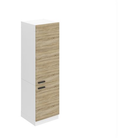 BELINI Colonne de Cuisine pour Réfrigérateur Encastrable SSL60 I Armoire de Cuisine avec 2 Portes I Meuble Cuisine - Teille: 57,6 x 60 x 204 cm I Armoire de Rangement - Couleur: chêne Sonoma (1/5)