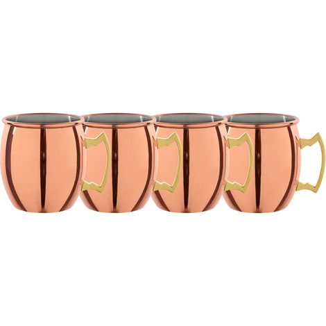 Set de 4 Mini Gobelets Moscow Mule - Optique Cuivre Élégante, Capacité 60 ml, Échelle Intérieure Précise 10-20-40 ml, Robuste pour Bar et Restaurant, Idéal pour Cocktails Frais