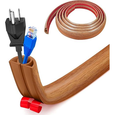 Cable Tidy Cable Cover Mount Power Cables Home Office Warehouse (Woodgrain) (1/5)