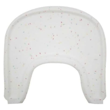 Plateau pour chaise haute Stokke rose pâle pour des repas organisés et agréables, avec dessous de verre en silicone blanc (1/5)