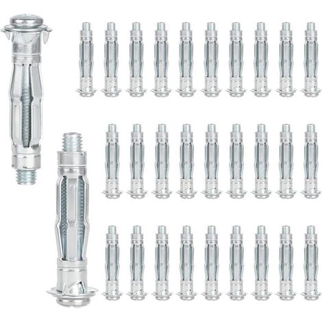 Packung mit 30 verzinkten M6 x 52 mm Dübeln für Hohlwände – Spreizdübel mit Schrauben – Selbstbohrende Dübel für Gipskartonplatten (1/5)