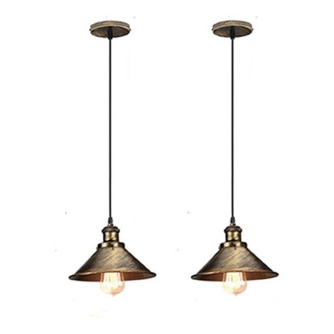 royaluxe- 2X 22CM Lampes À Suspension Rétro Vintage Lustre E27 Plafonnier Industriel Abat-Jour En Métal Pour Loft Restaurant Café Bar (1/5)