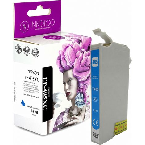 Inchiostro Inkdigo 405XL C compatibile con la stampante Epson WorkForce EC-C7000 WF-7310DTW, certificato TÜV. (1/5)