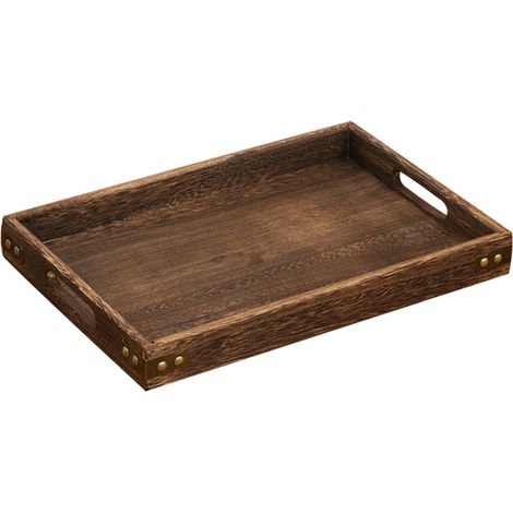 Plateau à thé au charbon de bois pour thé infusé, pain aux fruits, en-cas, fruits secs, plateau de rangement en bois de tung (1/5)