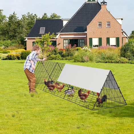 Tunnel métal pour volailles 300x71x61cm parcours portable bâche anti-UV anti-prédateurs poules lapins (1/5)