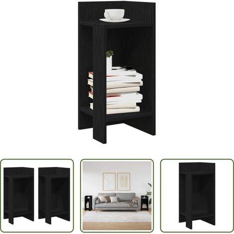 Meuble d'appoint - Tables d'appoint 2 pcs avec étagère noir 25,5x27x60 cm (1/5)