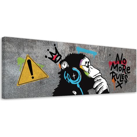 Tableau sur toile Banksy DJ Monkey 90x30 (1/5)