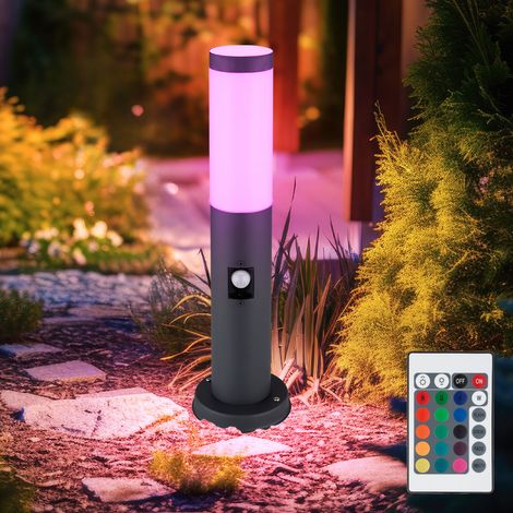 Steh Leuchte Balkon SENSOR Edelstahl anthrazit Sockel Lampe DIMMBAR im Set inkl. RGB LED Leuchtmittel