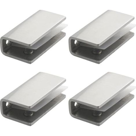 Pince Verre Inox, 4 Pièces Support Etagere Verre, Support Miroir 8-12MM, Fixation Miroir Mural, pour Fenêtre de Main Courante Descalier de Balustrade (1/5)