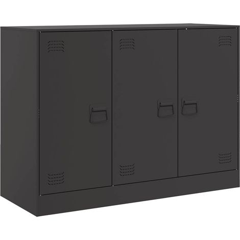 Maison La Vie - Buffet Salon Moderne - Meuble de rangement - noir 99x39x73 cm acier bu4985 (1/5)