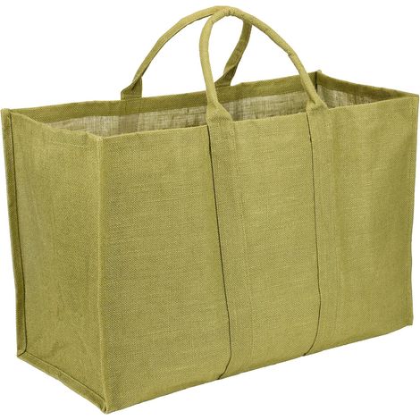 Jute-Aufbewahrungstasche – 1 Stück – Naturkhaki-Canvas – 72 Liter Fassungsvermögen – Für Holz und Lebensmittel – 65 x 30 x 40 cm (1/5)