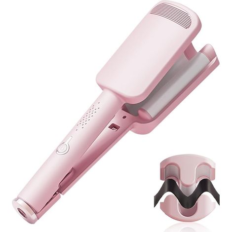 Fer à friser pour ondes françaises - 32mm, Ondes de plage, 4 niveaux de température réglables, Fer à sirène pour cheveux longs et courts (1/5)