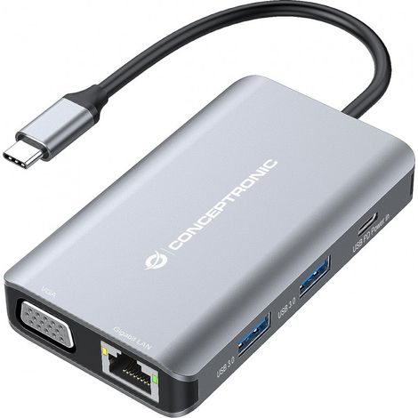 Conceptronic DONN21G station d'accueil Avec fil USB 3.2 Gen 1 (3.1 Gen 1) Type-C Gris