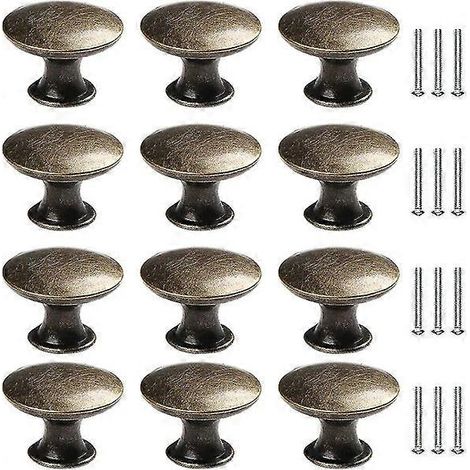 Lot de 12 boutons de porte ronds style vintage en laiton, pour tiroirs et portes. (1/3)