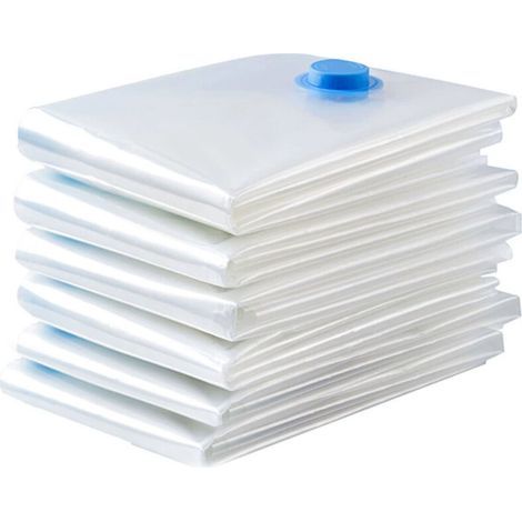 6 Pièces 70x50cm Sac de Compression Housse Aspirable Rangement Réutilisables pour Matelas, Tente, Couettes, Literie, Oreillers (1/5)