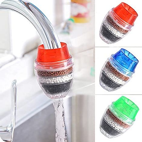 Juego de 3 filtros de agua para grifo, purificador de agua para grifo de cocina, filtración con carbón activado, elimina el cloro, el fluoruro, los metales pesados y el agua dura para el hogar y la co (1/4)