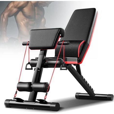 Foldable Weight Bench, Strength Training Bench with Quick Folding & Fast Adjustment, Sit Up Bench with Resistance Band, Workout Bench Home Gym Equipment for Full Body Workout (1/5)