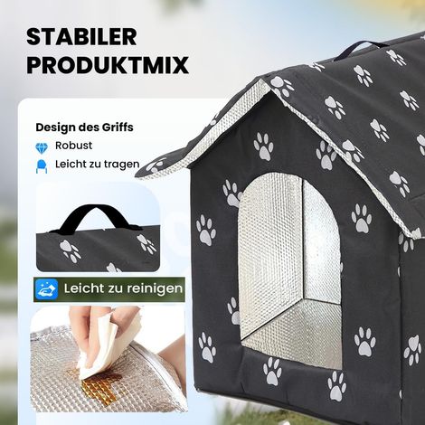 Niche pour Chat Extérieure Imperméable et Pliable Abri Chauffant pour Animaux Domestique avec Motif Pattes (1/5)