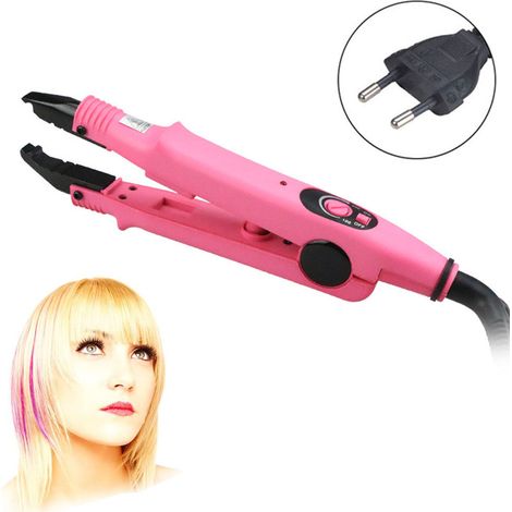 Pince À Chaleur Pour Extensions De Cheveux - 210 °C Constant - Teflon Revêtu - 100-240 V - Noir Ou Rose - 1 Pièce (1/5)