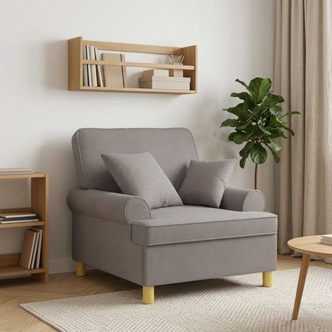 vidaXL Fauteuil XL avec coussins Taupe Tissu (1/5)