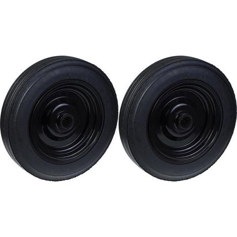 Wheel - 350 mm - Black rubber - Stamped steel - Pack of 2