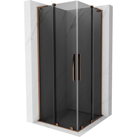 Mexen Velar L Duo cabina doccia scorrevole 90 x 90 cm, grafite, oro rosa - 871-090-090-02-43-60 (1/5)